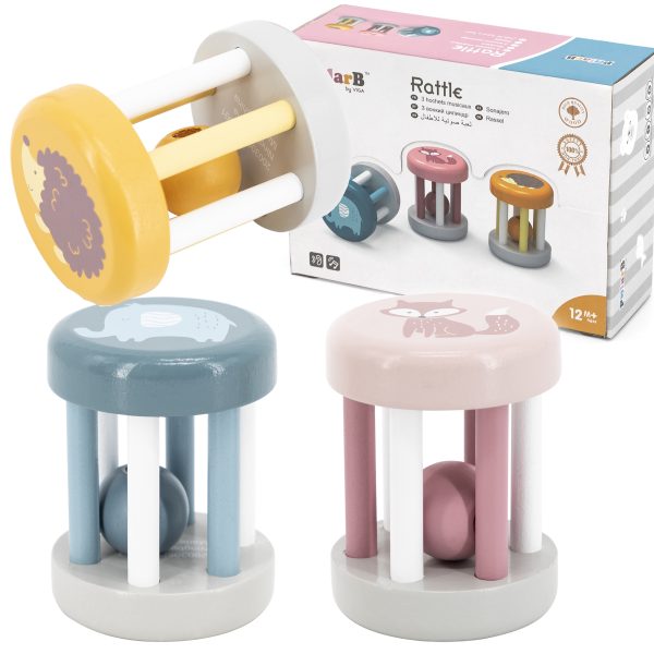 VIGA-PolarB-Wooden-Rattle-with-Animal VIGA PolarB Wooden Rattle with Animal