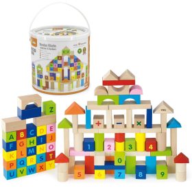 VIGA Wooden Educational Blocks 100 pcs. Numbers and Letters
