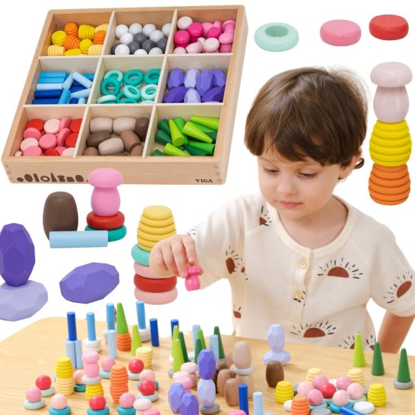 VIGA-Wooden-Educational-Blocks-Montesori-Puzzle-141-pcs VIGA Wooden Educational Blocks Montesori Puzzle 141 pcs.