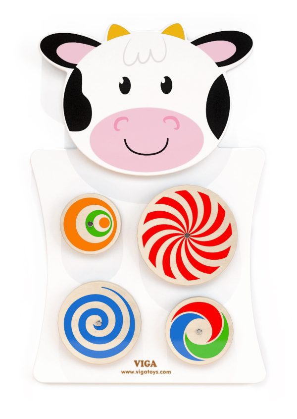 VIGA Wooden Manipulative Board Cow FSC Montessori Certificate