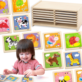 VIGA-Wooden-Puzzle-12-boards-4-puzzles-each-in-a-stand VIGA Wooden Puzzle 12 boards