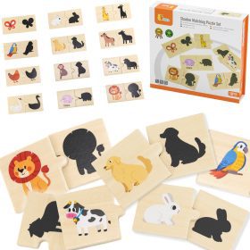 VIGA Wooden Puzzle Set Animal Match Shadow Puzzle