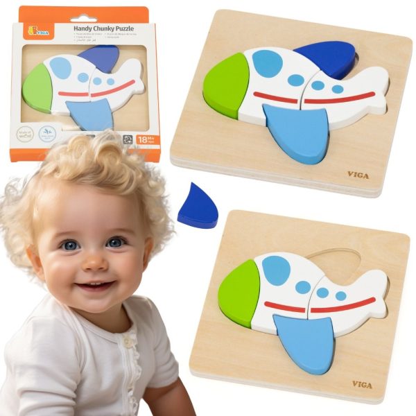 VIGA Wooden Puzzle – Colorful Airplane