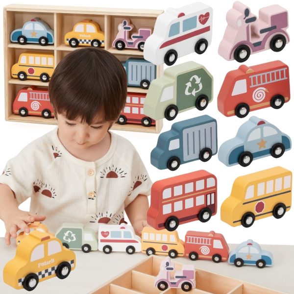 VIGA-Wooden-Set-of-Colorful-City-Vehicles-9-pcs VIGA Wooden Set of Colorful City Vehicles 9 pcs.