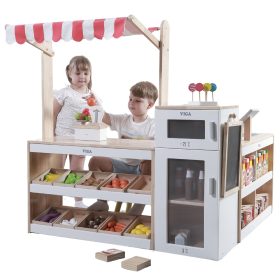VIGA Wooden Stall Set Shop Supermarket XXL