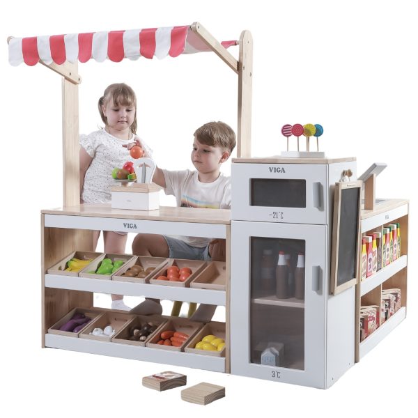 VIGA-Wooden-Stall-Set-Shop-Supermarket-XXL VIGA Wooden Stall Set Shop Supermarket XXL