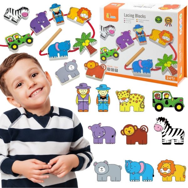 VIGA-Wooden-Threading-Game-Intertwining-Blocks-Safari-ZOO-Montessori VIGA Wooden Threading Game Intertwining Blocks Safari ZOO Montessori