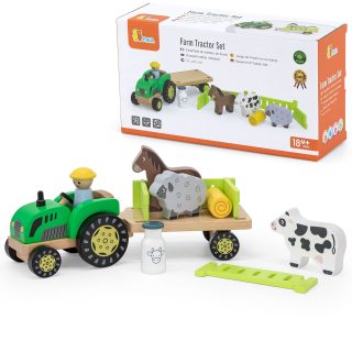 VIGA Wooden Tractor Animal Farm