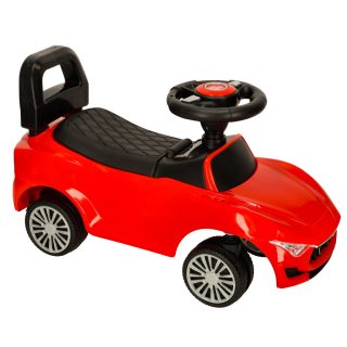 Vežimėlio stumiamas automobilis su garsu ir šviesomis raudonas