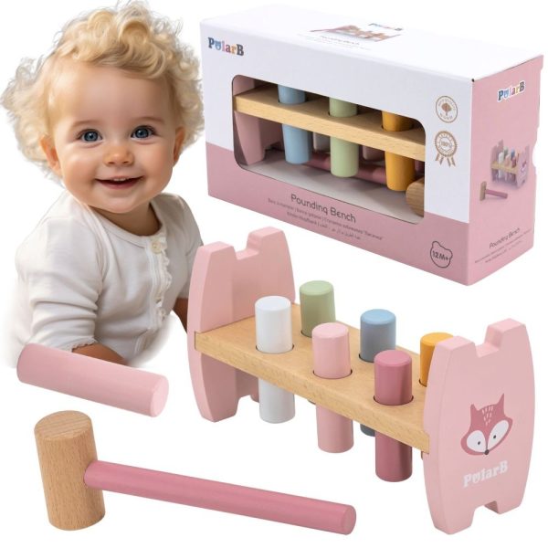 Viga-PolarB-Wooden-Punching-Toy-with-Hammer-Fox-Montessori Viga PolarB Wooden Punching Toy with Hammer Fox Montessori
