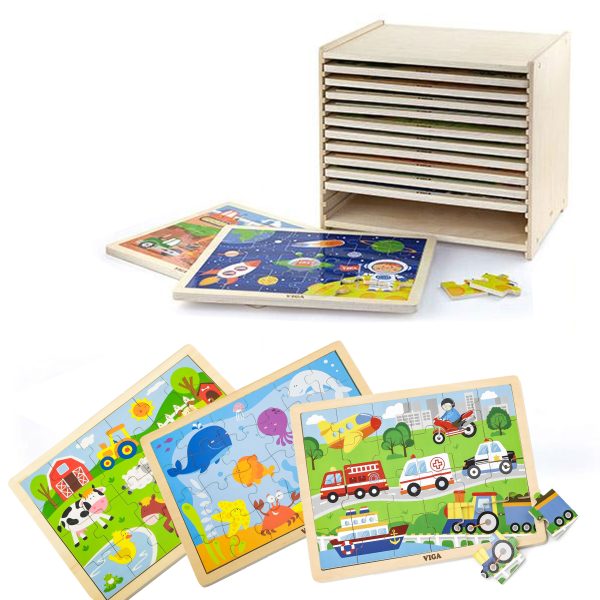 Viga-Wooden-Puzzle-Set-12-puzzles-24-pieces-each-on-a-stand Viga Wooden Puzzle Set 12 puzzles