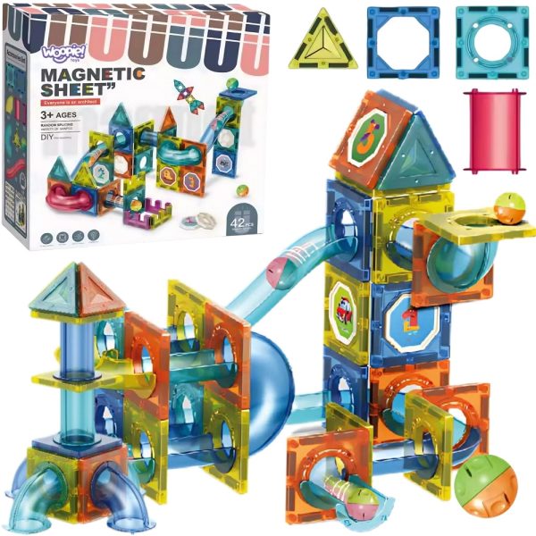 WOOPIE Magnetic Construction Blocks 3D Educational Set Ball Track 42 pcs.