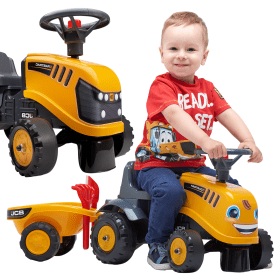 FALK JCB Orange Tractor with Trailer for ages 1-3