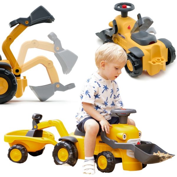 FALK-Komatsu-Ride-on-Tractor-with-Excavator-Bucket-and-Trailer-for-1-3-Years-Old FALK Komatsu Ride-on Tractor with Excavator Bucket and Trailer for 1-3 Years Old