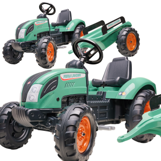FALK Lander Green Pedal Tractor with Trailer for 3-7 Years