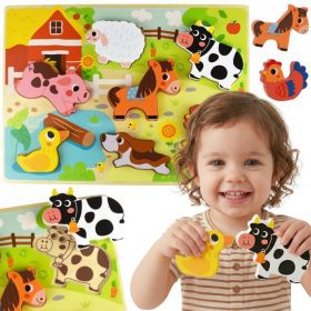TOOKY-TOY-Wooden-Montessori-Puzzle-Animals-Farm-Match-Shapes TOOKY TOY Wooden Montessori Puzzle Animals Farm Match Shapes