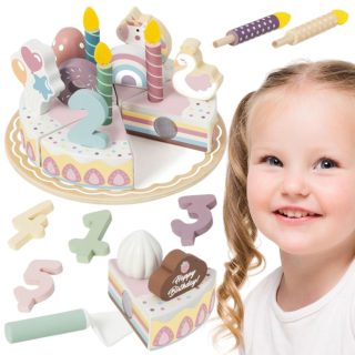 WOOPIE GREEN Wooden Birthday Cake for Cutting with Velcro 27 pcs.