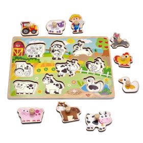 WOOPIE-GREEN-Wooden-Montessori-Puzzle-Farm-with-Matching-Pins WOOPIE GREEN Wooden Montessori Puzzle Farm with Matching Pins