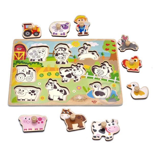 WOOPIE-GREEN-Wooden-Montessori-Puzzle-Farm-with-Matching-Pins WOOPIE GREEN Wooden Montessori Puzzle Farm with Matching Pins