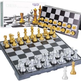 WOOPIE Portable Magnetic Chess Set Gold Silver