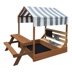 AXI-Bo-Sandbox-with-Roof-Picnic-Table-with-Bench-Mud-Kitchen-Brown AXI Bo Sandbox with Roof Picnic Table with Bench Mud Kitchen Brown