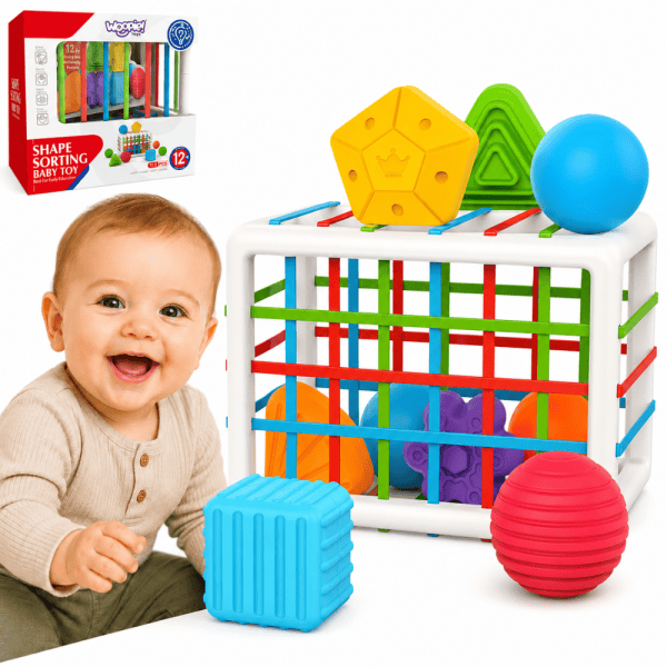 WOOPIE BABY Flexible Sensory Cube Sorter for Children Colorful Shapes 13 pcs.