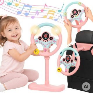 WOOPIE Interactive Car Steering Wheel with Lights Pink