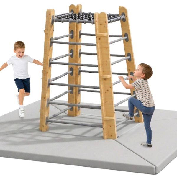 CLASSIC WORLD EDU Wooden Climbing Tower with Safety Mats Set