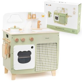 VIGA PolarB Large Wooden Kitchen with Folding Countertop + Curtain Cabinet