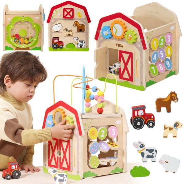 VIGA-Wooden-Farm-7-in-1-Educational-Cube VIGA Wooden Farm 7 in 1 - Educational Cube