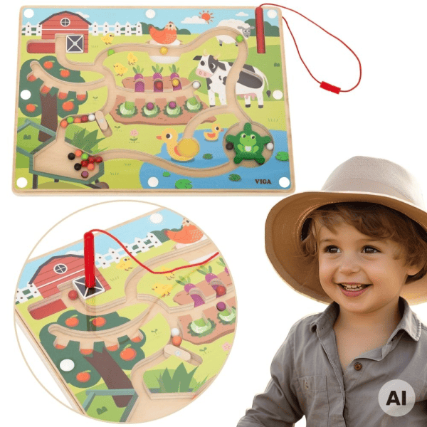 VIGA Wooden Magnetic Maze – A Day at the Farm