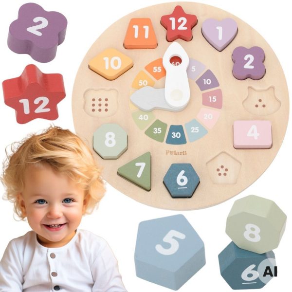Viga-Wooden-Shape-Sorter-Clock-Educational-18m Viga Wooden Shape Sorter Clock Educational 18m+